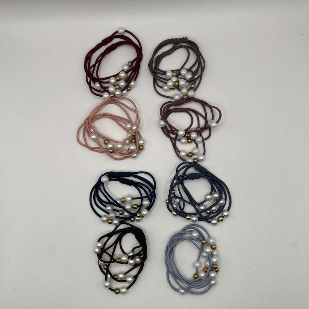 Pretty Hair Ties 16βPack β’ Elastic Beaded Ponytail Holders